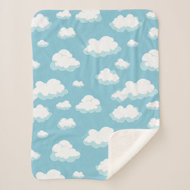 Cobertor Sherpa Padrão de céu azul e nuvens (Frente)