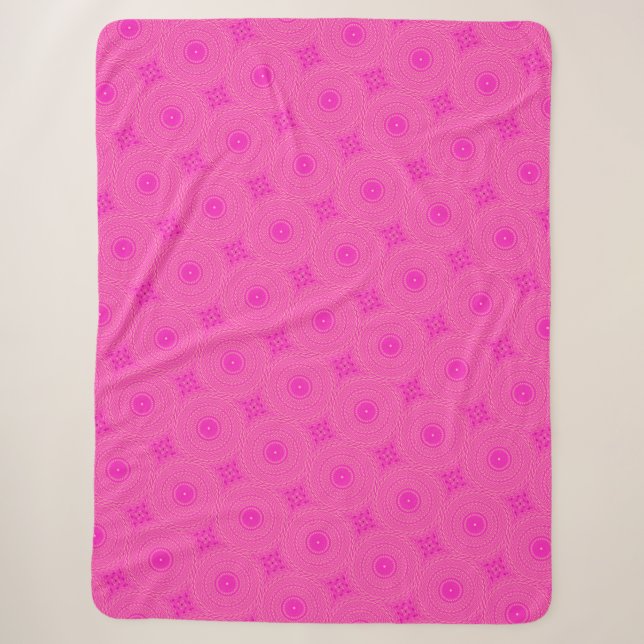Cobertor Sherpa Padrão de círculos rosa quente (Frente)