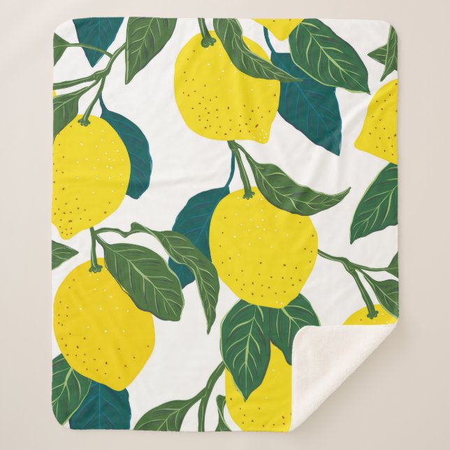 Cobertor Sherpa Padrão de citros sem costura. Dificuldade de colhe (Frente)