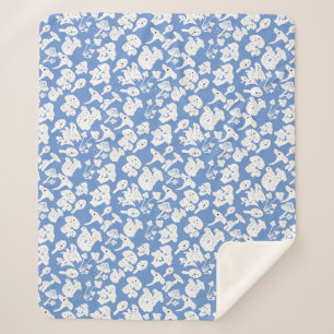 Cobertor Sherpa Padrão de cogumelo preto 01b Azul BG