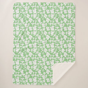 Cobertor Sherpa Padrão de cogumelo preto 01b verde BG