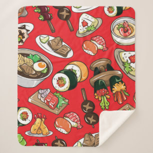 Cobertor Sherpa padrão de comida japonês uniforme