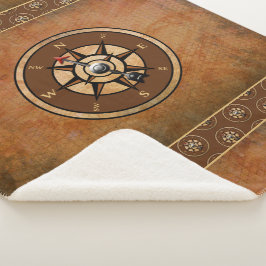 Cobertor Sherpa Padrão de Compass Náutico Castanho