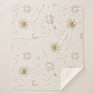 Cobertor Sherpa Padrão de Constelação do Estilo Vintage