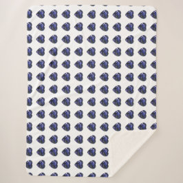 Cobertor Sherpa Padrão de Coração Azul