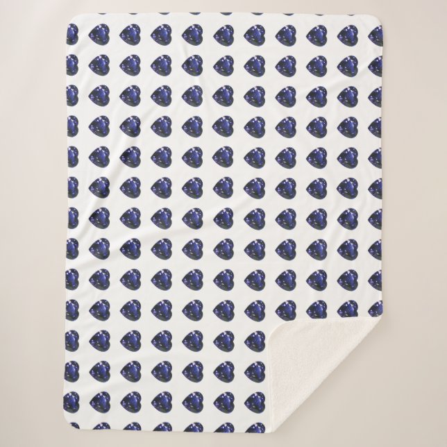 Cobertor Sherpa Padrão de Coração Azul (Frente)