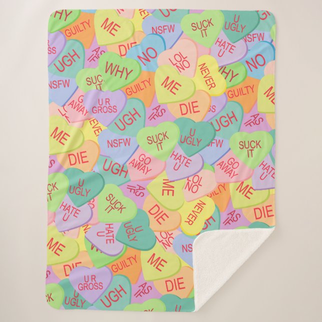 Cobertor Sherpa Padrão de Corações Doces - SFW (Frente)