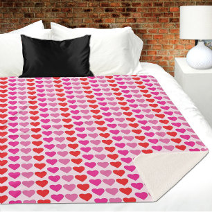 Cobertor Sherpa Padrão de Corações Rosa Vermelho Fuchsia Divertido