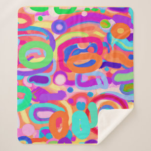 Cobertor Sherpa Padrão de cores vívidas brilhantes brilhantes