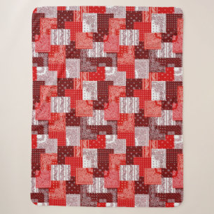 Cobertor Sherpa Padrão de Costura de Patchwork de Bandana Vermelha