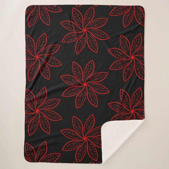 Cobertor Sherpa Padrão de Crimson em Preto (Frente)