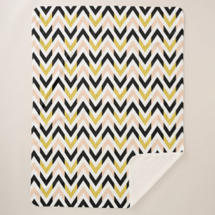 Cobertor Sherpa Padrão de crotron branco, preto, Dourado e branco