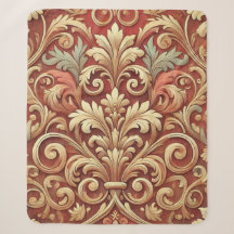 Padrão de Damasco Vermelho e Dourado Vintage