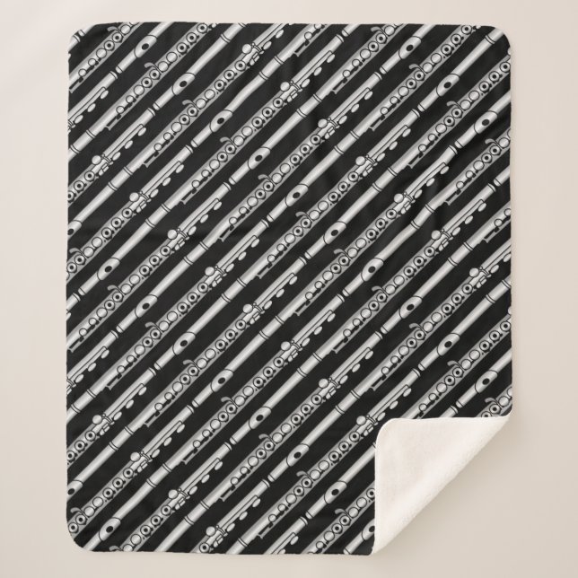 Cobertor Sherpa Padrão de Desenho de Fluto (Frente)