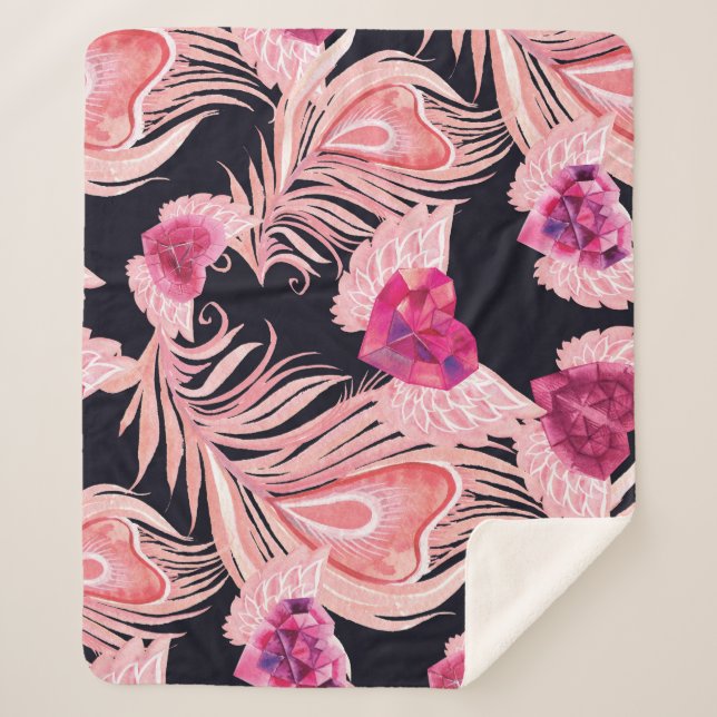 Cobertor Sherpa Padrão de Dia de os namorados de Aquarela Suave e  (Frente)