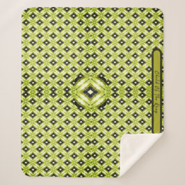 Cobertor Sherpa Padrão de Diamante Preto, Verde e Branco