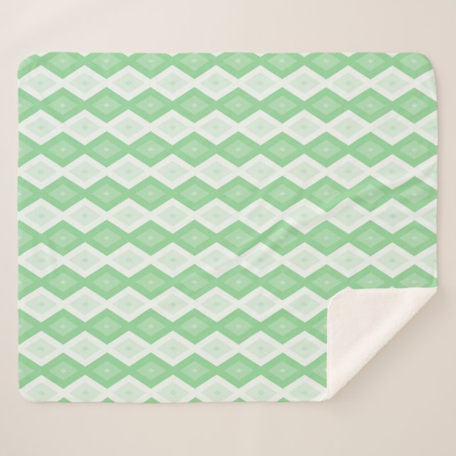 Cobertor Sherpa Padrão de diamante verde da maçã (Frente (Horizontal))