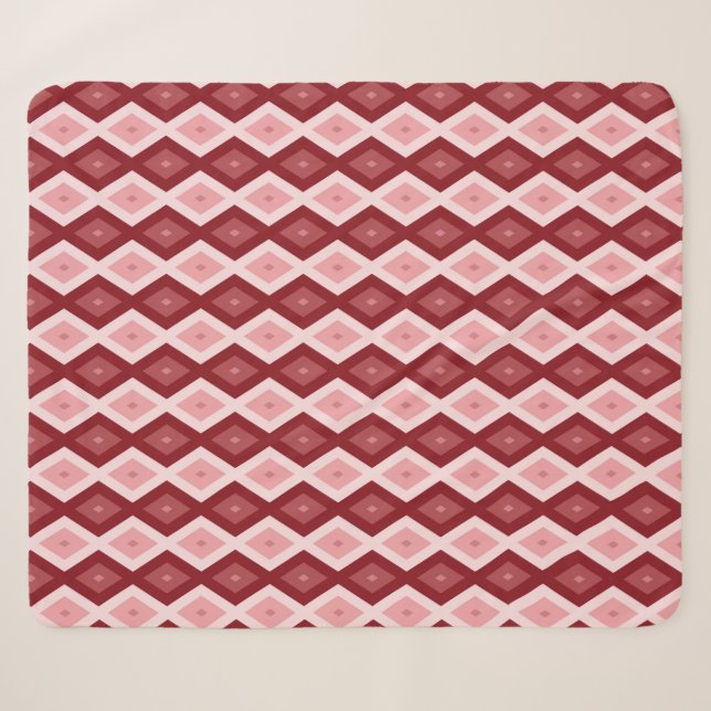 Cobertor Sherpa Padrão de diamante vermelho (Frente (Horizontal))