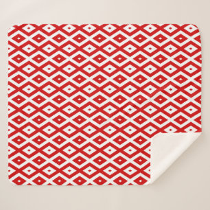 Cobertor Sherpa Padrão de diamante vermelho e branco