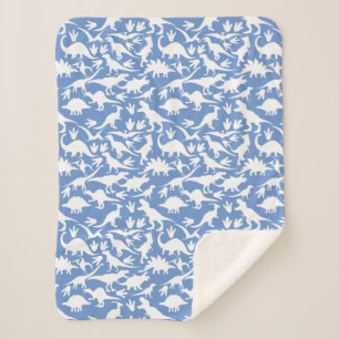 Cobertor Sherpa Padrão de dinossauros 01 w. LBlue BG