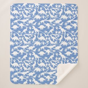 Cobertor Sherpa Padrão de dinossauros 01 w. LBlue BG
