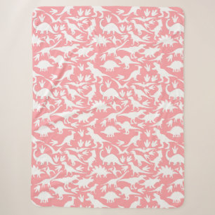 Cobertor Sherpa Padrão de dinossauros 01 w. Rosa BG
