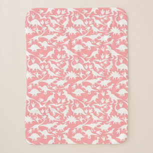 Cobertor Sherpa Padrão de dinossauros 01 w. Rosa BG