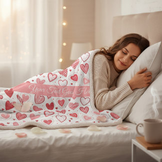 Cobertor Sherpa Padrão de Esboço de Coração Macio Minimalista