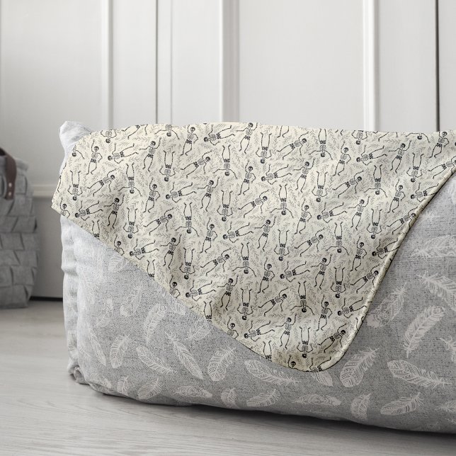 Cobertor Sherpa Padrão de Esqueleto Neutral do Halloween Charcarbo (Criador carregado)