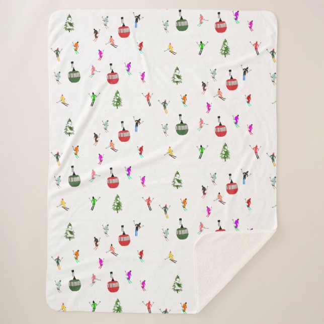 Cobertor Sherpa Padrão de esqui de esquiadores de Descida de inver (Frente)