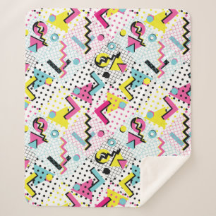 Cobertor Sherpa Padrão de Estilo de Memphis Pós-moderno