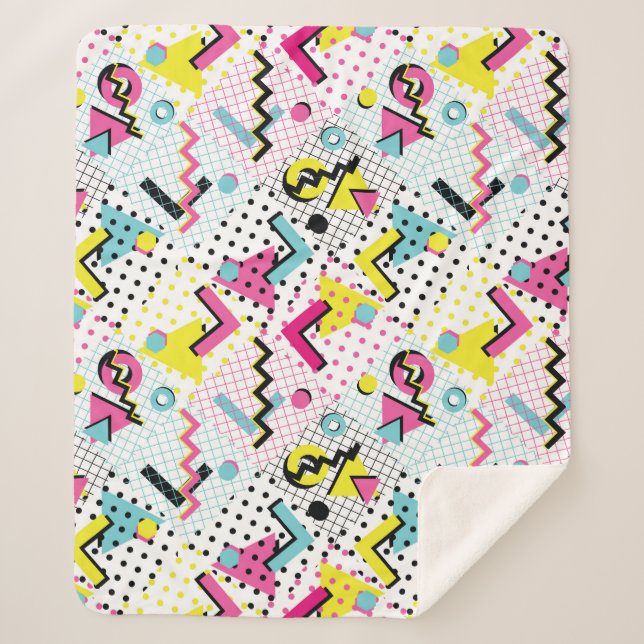 Cobertor Sherpa Padrão de Estilo de Memphis Pós-moderno (Frente)