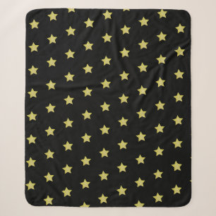 Cobertor Sherpa Padrão de Estrela Dourada e Preta Elegante