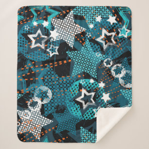 Cobertor Sherpa Padrão de estrela Grunge, design infantis brincalh