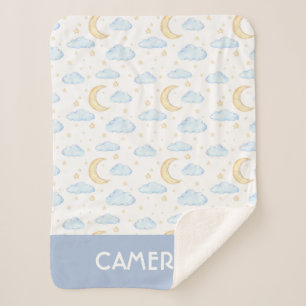 Cobertor Sherpa Padrão de estrelas e nuvens de aquarela