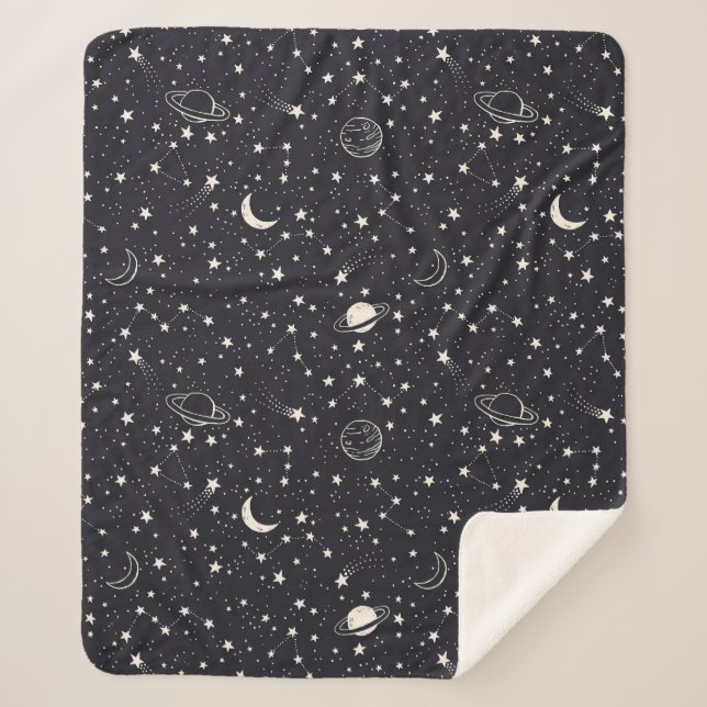 Cobertor Sherpa Padrão de estrelas e planetas (Frente)