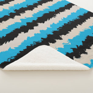 Cobertor Sherpa Padrão de faixa de Abstrato azul preto