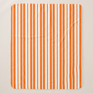 Cobertor Sherpa Padrão de Faixa Vertical Branco Laranja