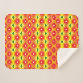 Cobertor Sherpa Padrão de faixas de diamante retrô coloridas