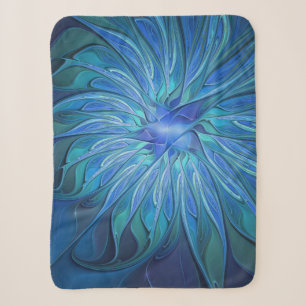Cobertor Sherpa Padrão de fantasia de flores azuis, arte frontal A