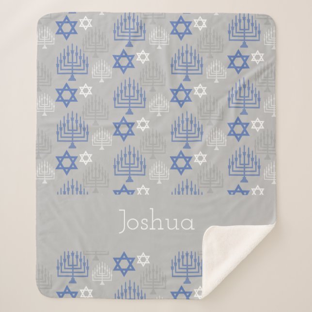 Cobertor Sherpa Padrão de Feriado Elegante Personalizado de Hanukk (Frente)