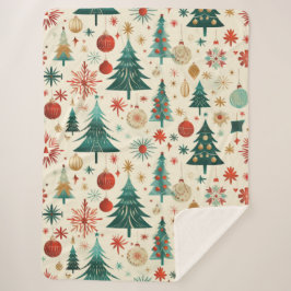 Cobertor Sherpa Padrão de Festas de Inverno Festivas