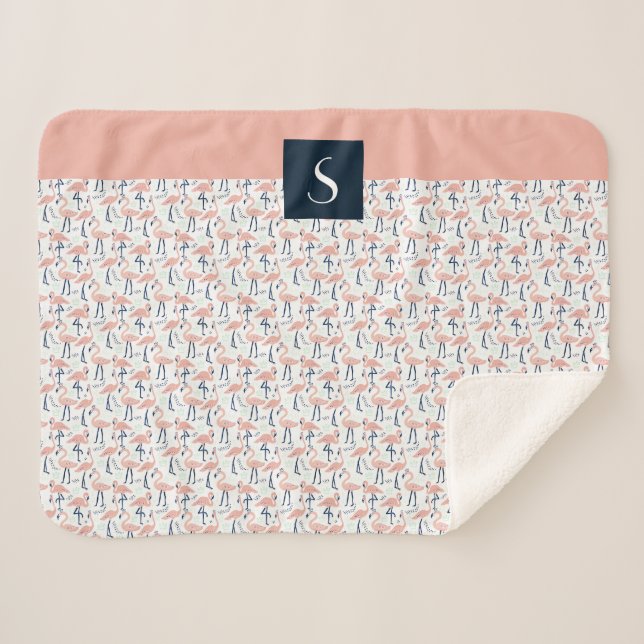 Cobertor Sherpa Padrão de Flamingo Rosa Fofo (Frente (Horizontal))