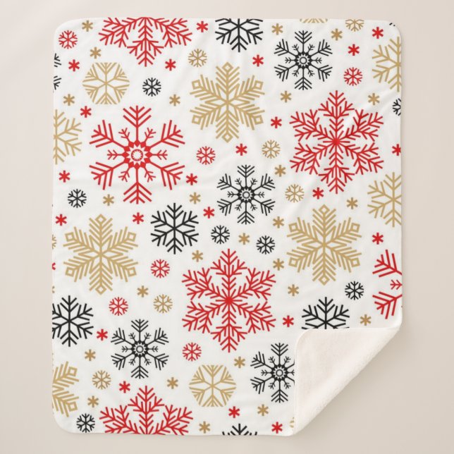 Cobertor Sherpa Padrão de floco de neve	 (Frente)
