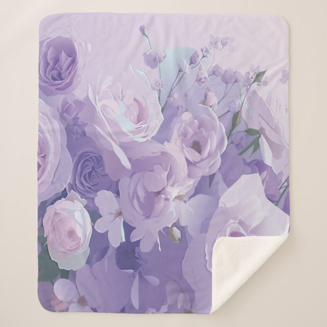 Cobertor Sherpa Padrão de flor macia (Frente)