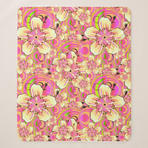 Cobertor Sherpa padrão de flor rosa groovy