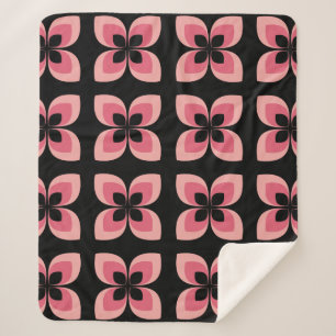 Cobertor Sherpa Padrão de Flor Rosa Rosa Brilhante
