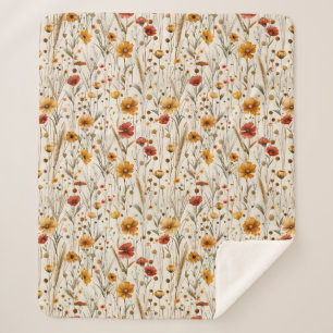 Cobertor Sherpa Padrão de flor selvagem de queda - Floral de outon