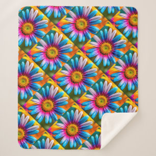 Cobertor Sherpa Padrão de Flores Coloridas Bonitas