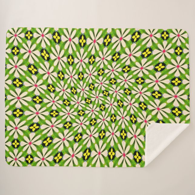 Cobertor Sherpa Padrão de Flores Estéticas (Frente (Horizontal))